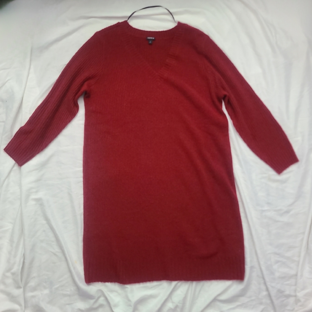 Size 3 Torrid Vegan Cashmere Sweater Mini Dress. color: rhubarb